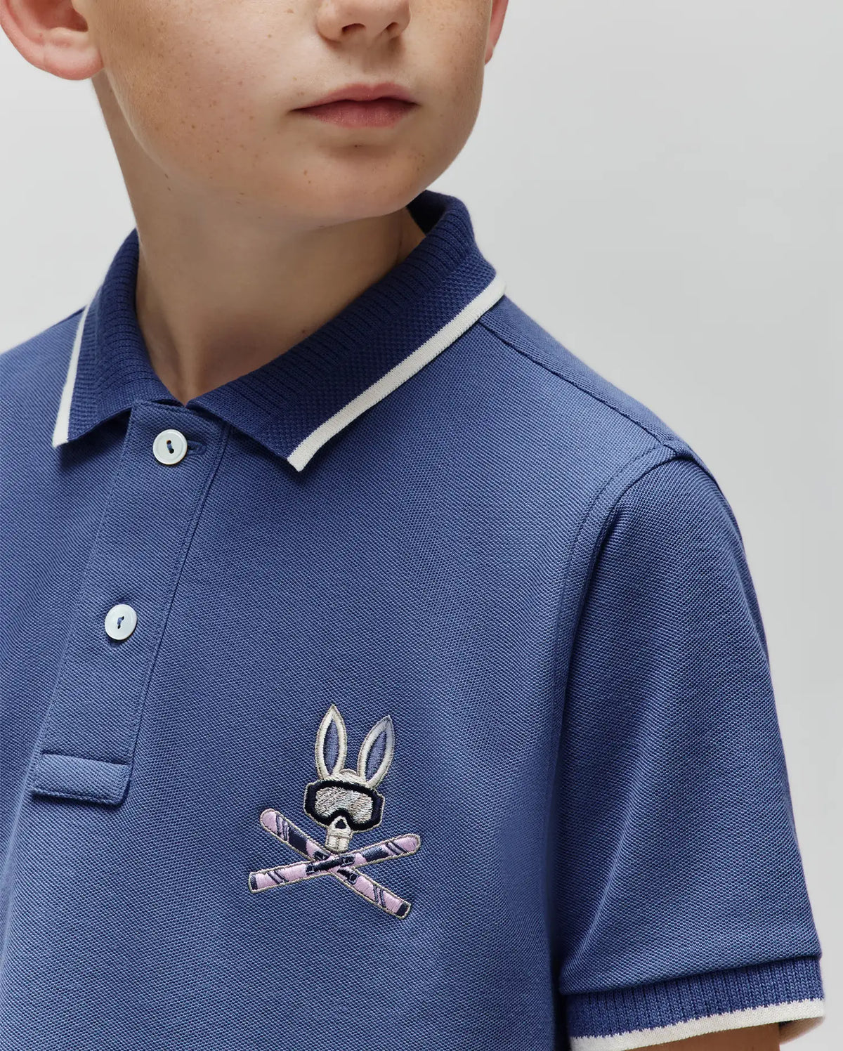 KIDS INDIGO BUNNY PIQUE POLO - KT0100057