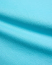 Kids Isaac Relaxed Fit Tee in vibrant aqua blue, crafted from soft jersey knit fabric, featuring the iconic small embroidered Psycho Bunny skull logo on the chest. (6)