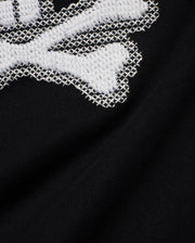 Kids' Samson Pima Graphic Tee in black Pima jersey knit, featuring a large white cross-stitch Psycho Bunny skull graphic. (6)