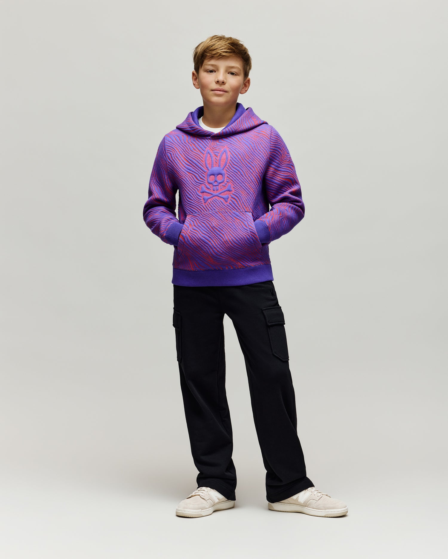 KIDS KENDRICK DOUBLE KNIT JACQUARD TEXTURED HOODIE - KT0500030