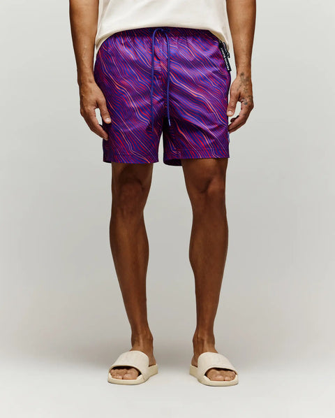 Men's Kendrick All Over Print Swim Trunk in Purple | Psycho Bunny