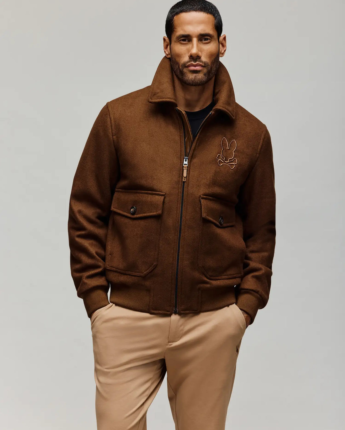 MENS GAVIN SOLID BOMBER JACKET - MO1100033