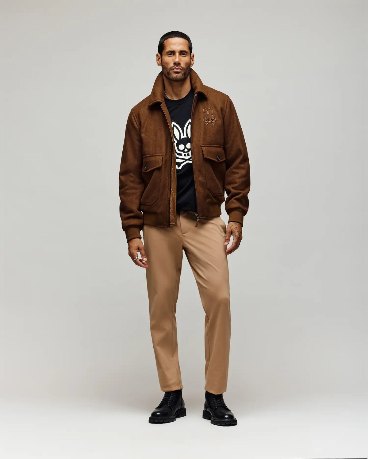 MENS GAVIN SOLID BOMBER JACKET - MO1100033