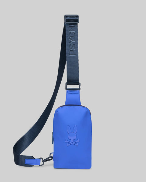Rubberized Crossbody Bag in Blue | Psycho Bunny