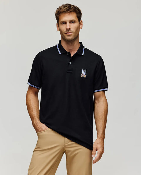 Men's Dante Pique Polo Shirt in Black | Psycho Bunny
