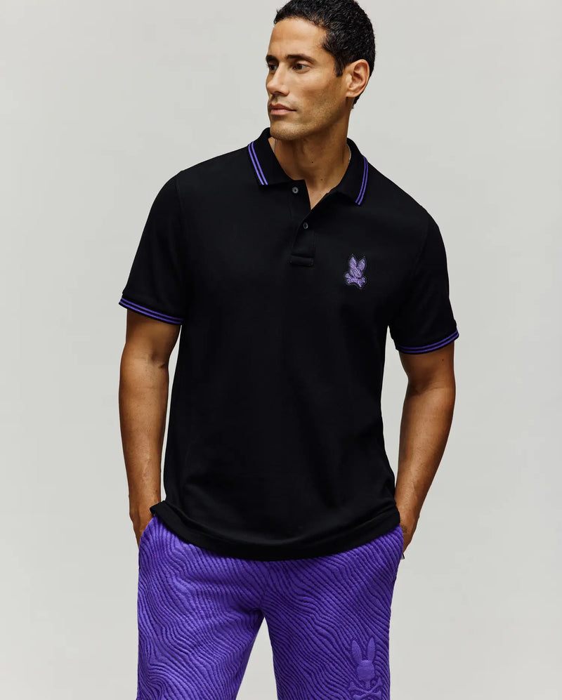Men's Kendrick Pique Polo in Black | Psycho Bunny