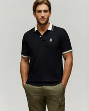 MENS INDIGO TEXTURED COLLAR PIQUE POLO - MT0100082