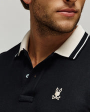 MENS INDIGO TEXTURED COLLAR PIQUE POLO - MT0100082