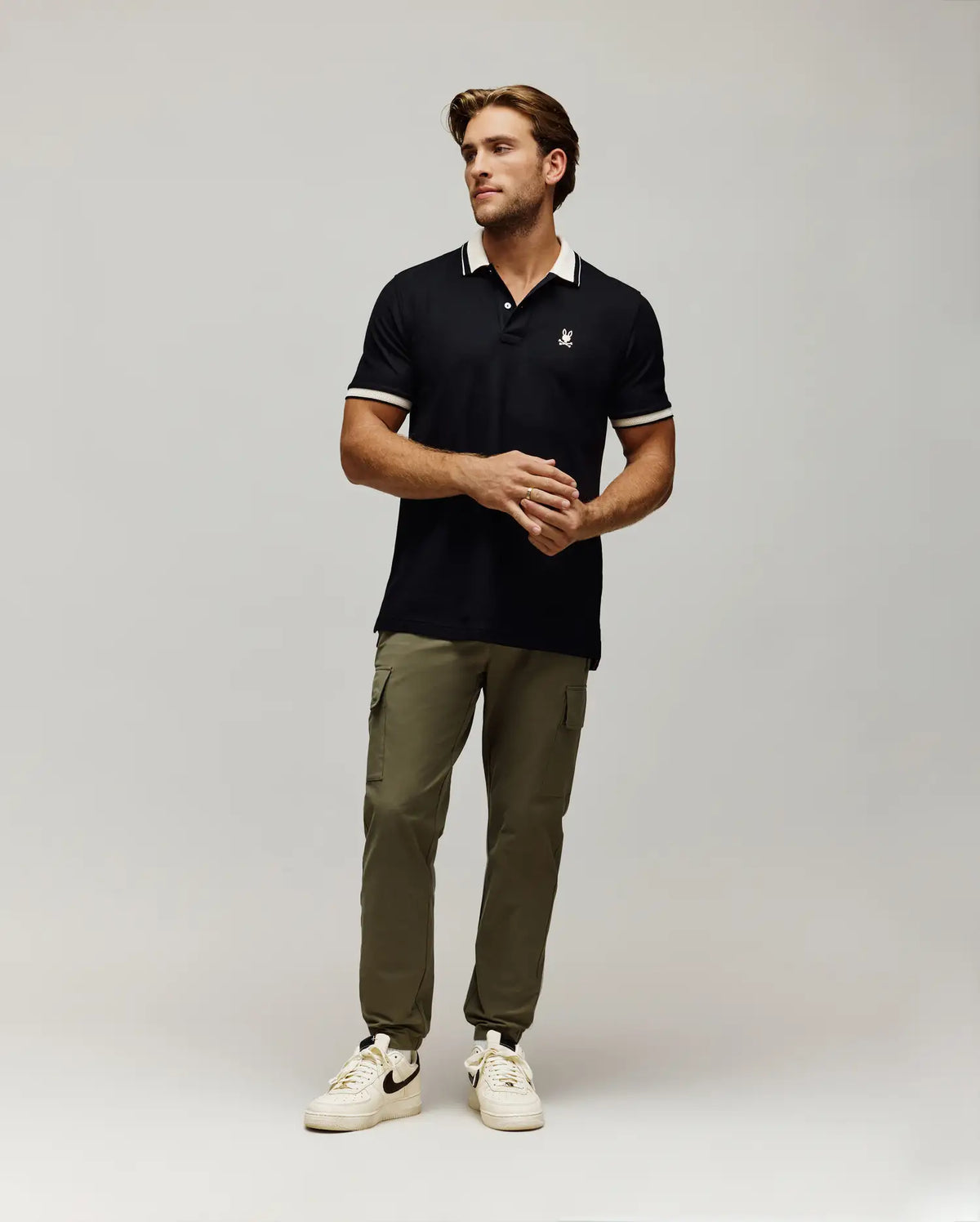 MENS INDIGO TEXTURED COLLAR PIQUE POLO - MT0100082