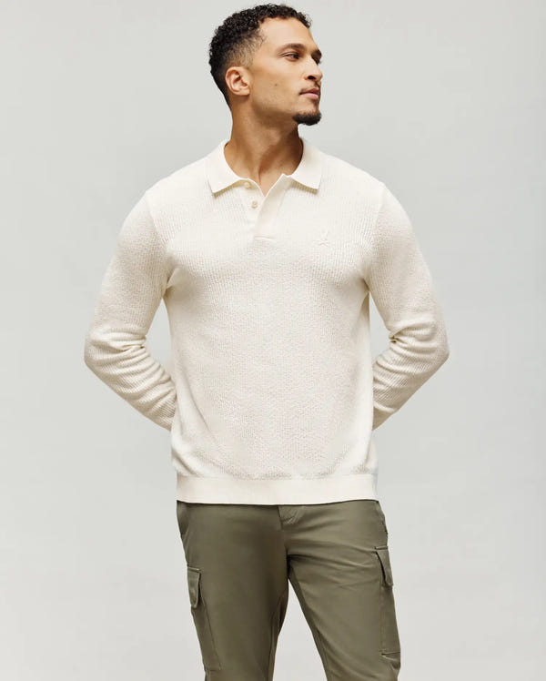 MENS ROMAN LONG SLEEVE KNIT POLO - MT0100153