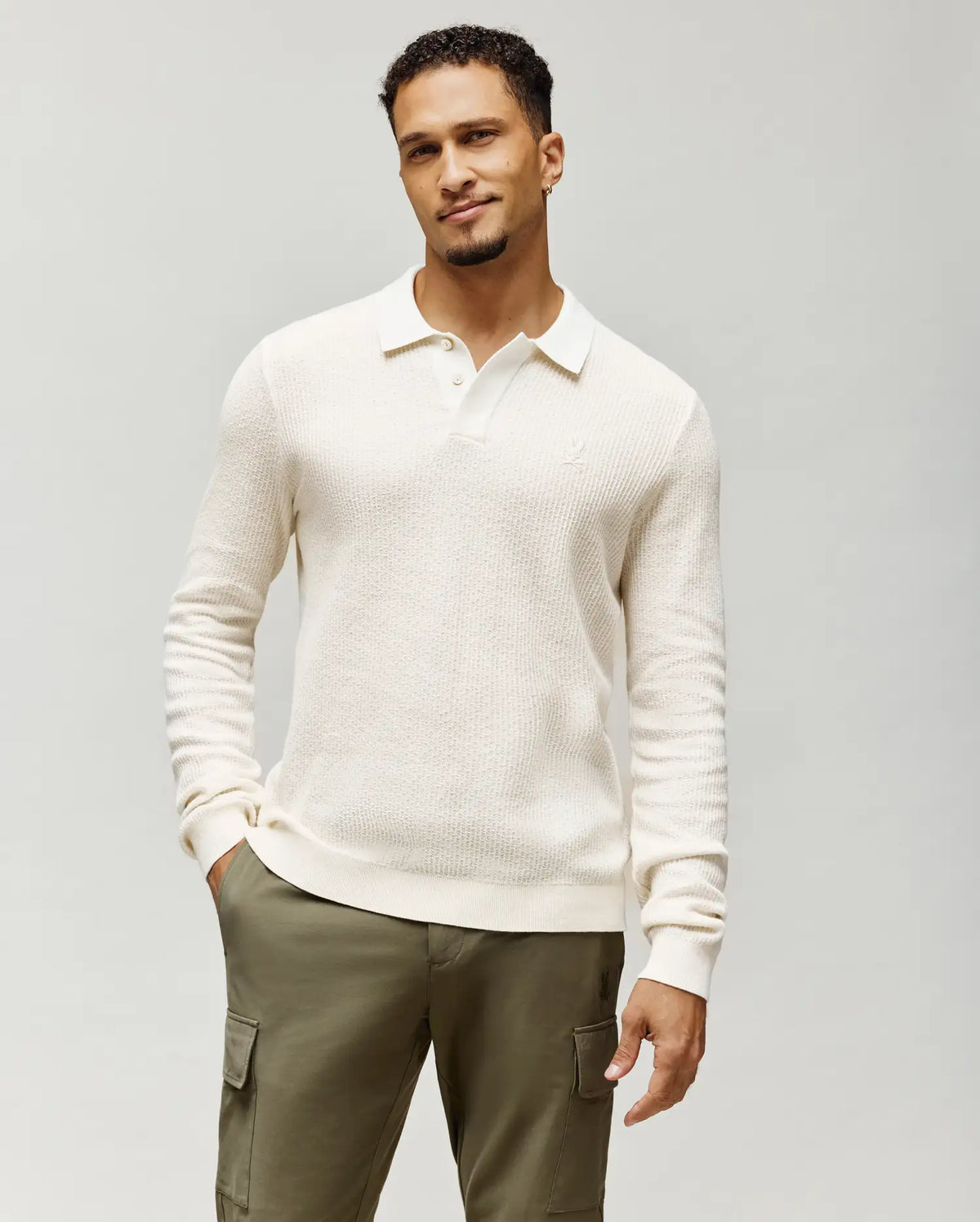 MENS ROMAN LONG SLEEVE KNIT POLO - MT0100153