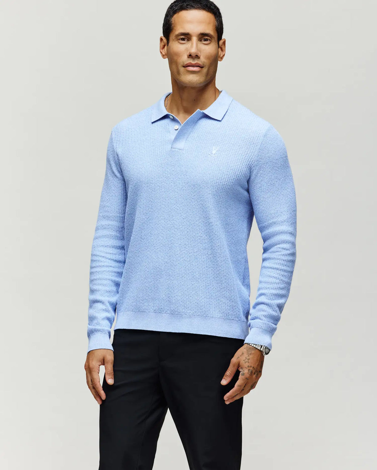MENS ROMAN LONG SLEEVE KNIT POLO - MT0100153