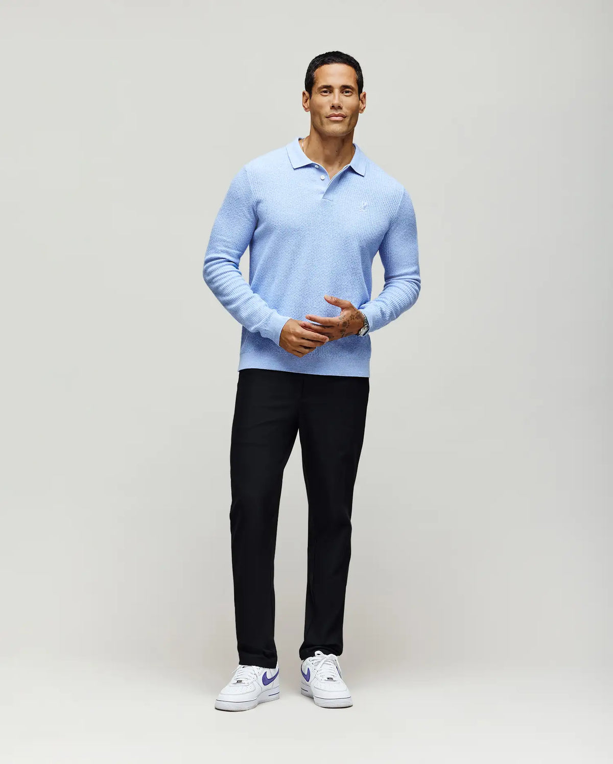 MENS ROMAN LONG SLEEVE KNIT POLO - MT0100153