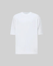 The Psycho Bunny MENS ADAM INTERLOCK TEE (MT0200093) is a plain white men's knit t-shirt with short sleeves, a round neckline, and a subtle embroidered Bunny logo, displayed on a solid light gray background.