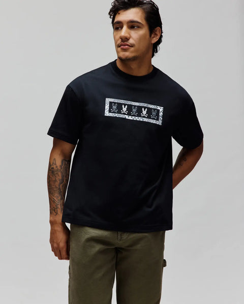 Men's Olivier Relaxed Fit Tee in Black | Psycho Bunny