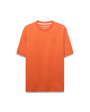 Men's Oscar Oversized Tee in vibrant orange, crafted from soft jersey knit with an oversized fit, featuring a small, tonal embroidered Psycho Bunny skull logo on the left chest. (6)