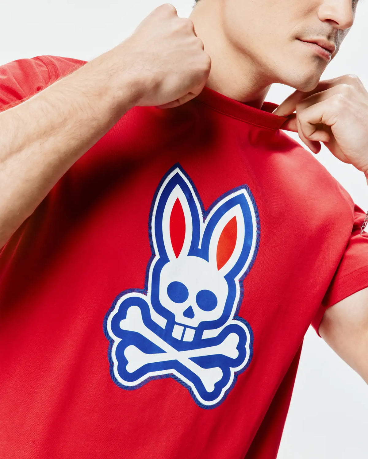 Men's John Graphic Tee in Red | Psycho Bunny