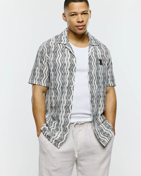 Men's Dave Crochet Shirt in Cream | Psycho Bunny