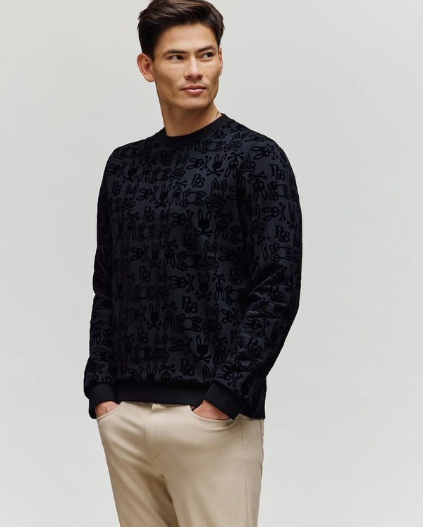 Men's Reed Flock Crew in Black | Psycho Bunny