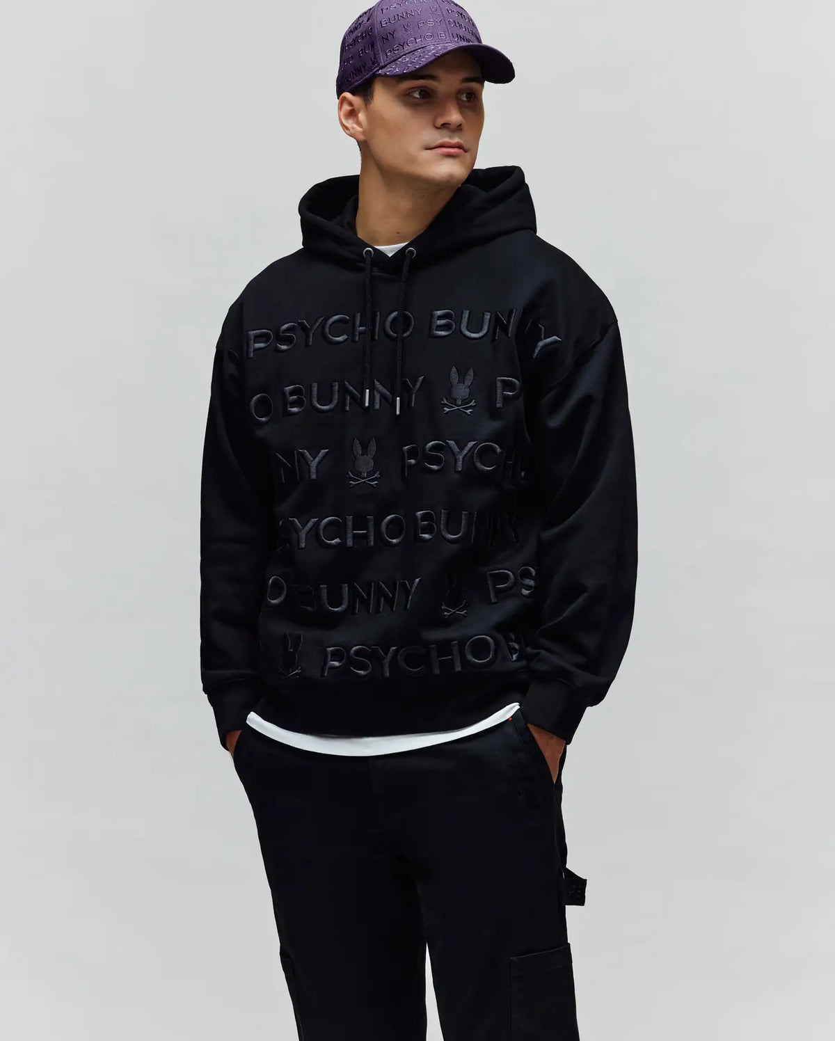 PSYCHO BUNNY ブラックジャケット+パーカー+Tシャツなど Men's Orson Embroidered Hoodie in Black | Psycho Bunny
