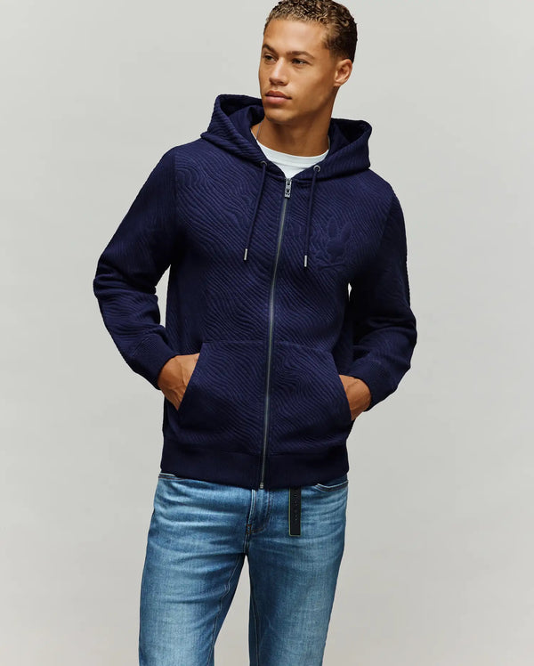 MENS KENDRICK DOUBLE KNIT JACQUARD ZIP TEXTURED HOODIE - MT0500149