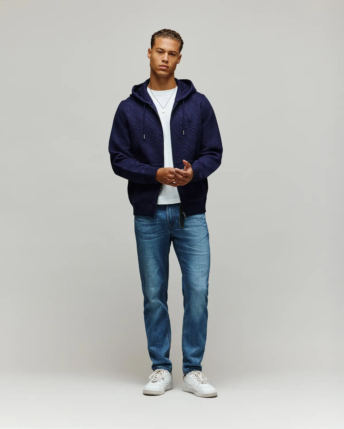 MENS KENDRICK DOUBLE KNIT JACQUARD ZIP TEXTURED HOODIE - MT0500149