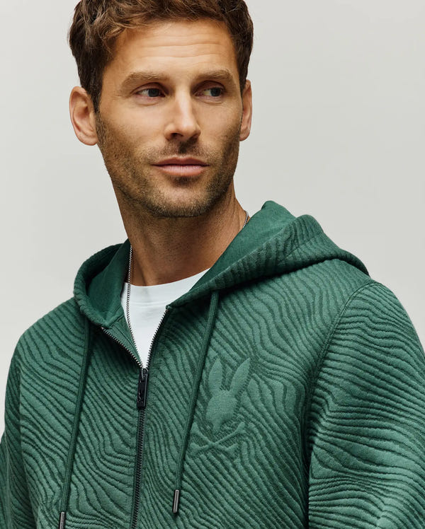 MENS KENDRICK DOUBLE KNIT JACQUARD ZIP TEXTURED HOODIE - MT0500149