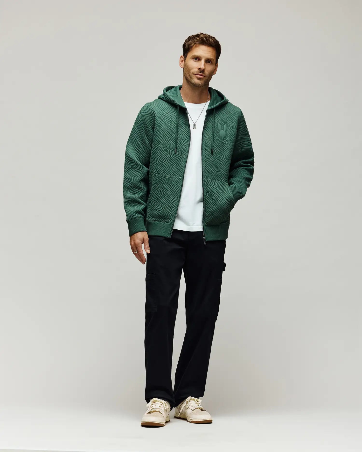 MENS KENDRICK DOUBLE KNIT JACQUARD ZIP TEXTURED HOODIE - MT0500149