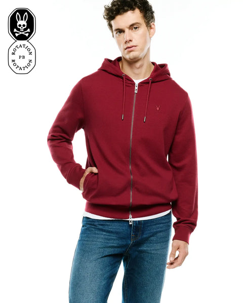 Men's Marc Zip Hoodie in Burgundy | Psycho Bunny