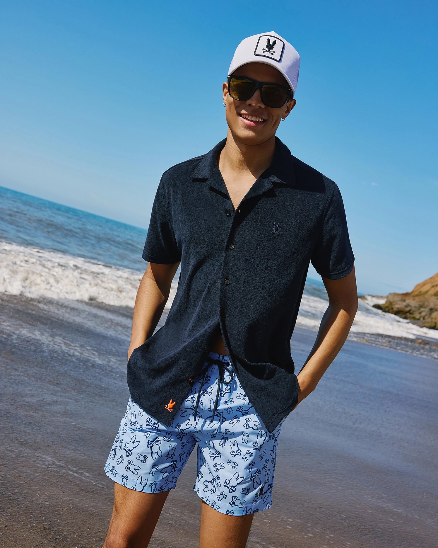 MENS BLUE RENDON SWIM TRUNK PSYCHO BUNNY