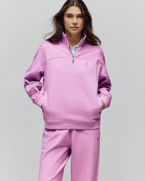 Women's Daisie 1/4 Zip Pullover in Pink | Psycho Bunny