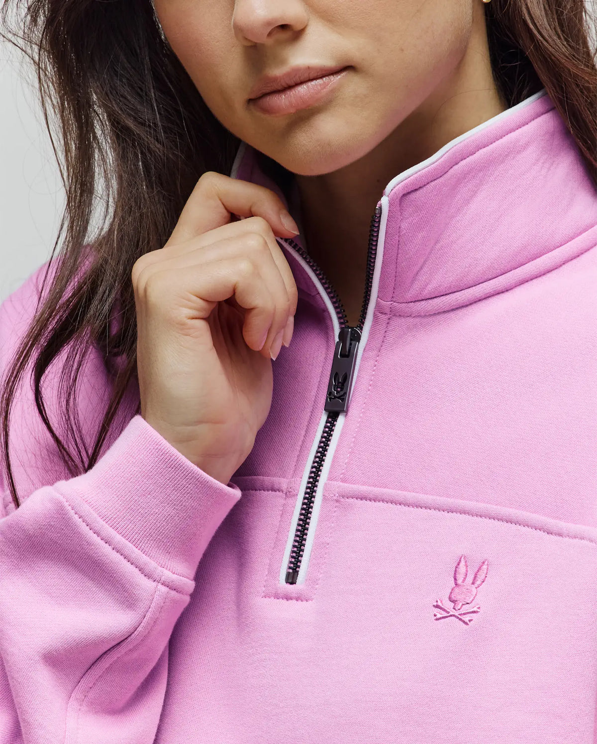 Women's Daisie 1/4 Zip Pullover in Pink | Psycho Bunny