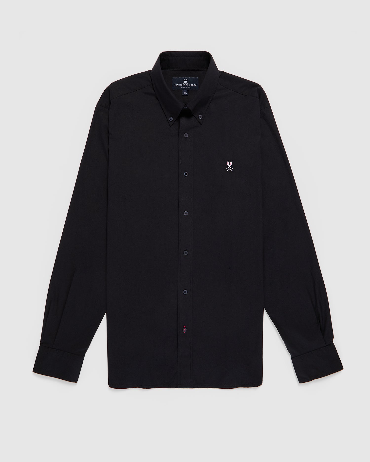 Shop the Classic Men's Poplin Black Long Sleeve Shirt | Psycho Bunny