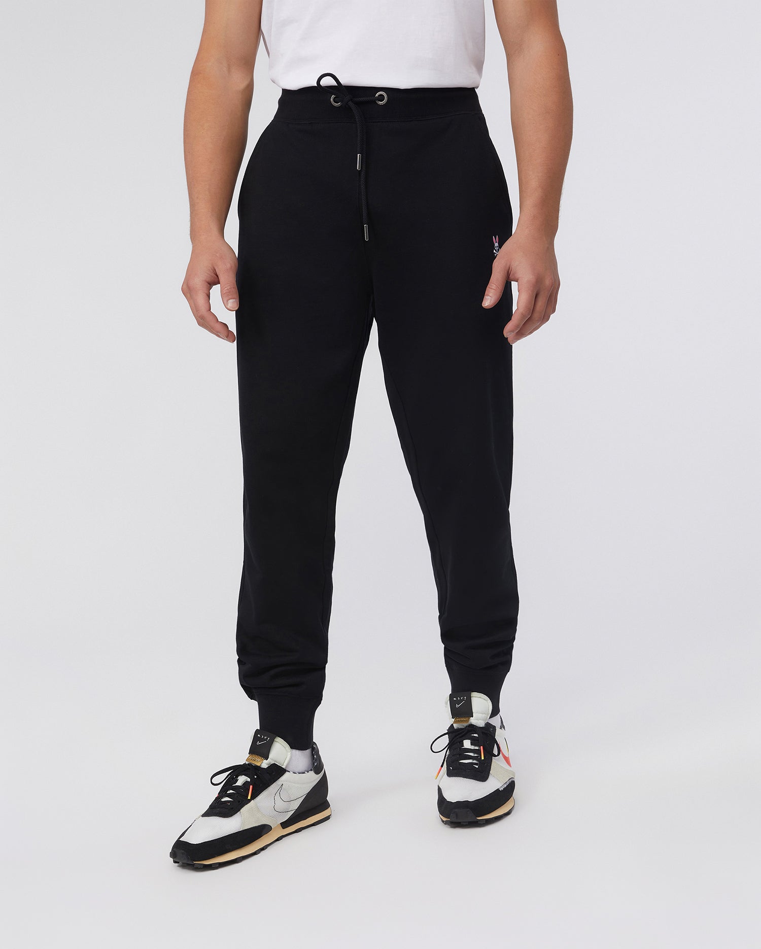 MENS FRENCH TERRY KNIT BLACK JOGGERS | PSYCHO BUNNY